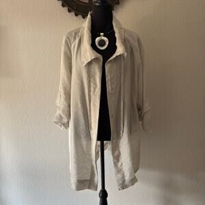 CUT LOOSE S Metallic Sheen Blouse Bone Sz S Oversized Elegant Exquisite Elevated